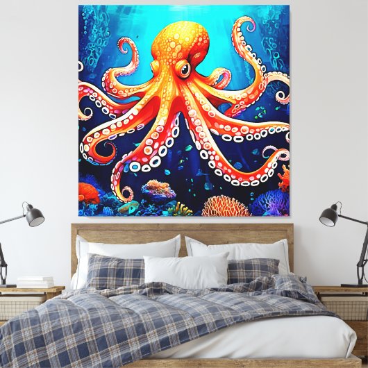 Tiefsee-Octopus-Glow-Design Leinwanddruck (Insitu (Schlafzimmer))