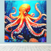 Tiefsee-Octopus-Glow-Design Leinwanddruck (Insitu (Holzboden))