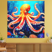 Tiefsee-Octopus-Glow-Design Leinwanddruck (Insitu (Wohnzimmer))
