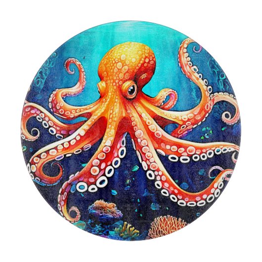 Tiefsee-Octopus-Glow-Design Schneidebrett (Vorderseite)