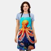 Tiefsee-Octopus-Glow-Design Schürze (Getragen)