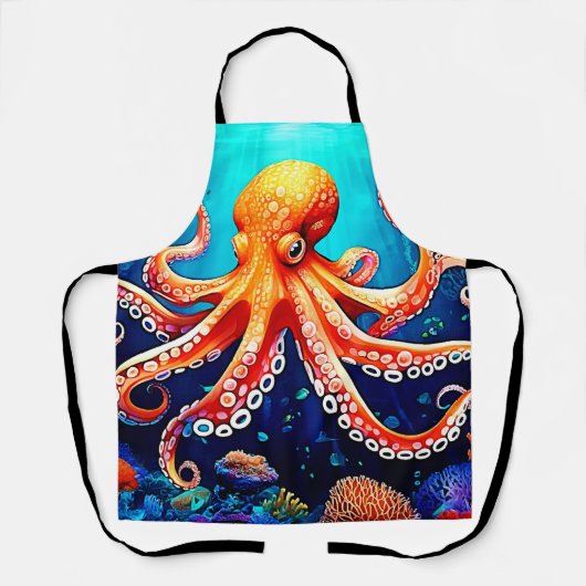 Tiefsee-Octopus-Glow-Design Schürze (Vorderseite)