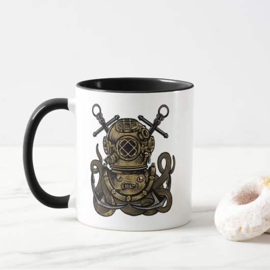 Tiefsee, Ozeantauchen, Oktopus, Anker Tasse (Mit Donut)