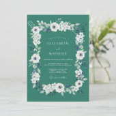 Tiefsee-Ranunculus-Eukalyptus-Hochzeit Einladung (Stehend Vorderseite)
