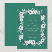 Tiefsee-Ranunculus-Eukalyptus-Hochzeit Einladung (Vorne/Hinten)