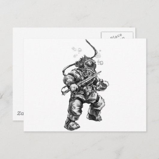 Tiefsee-Taucher Postkarte (Vorne/Hinten)