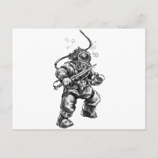Tiefsee-Taucher Postkarte (Vorderseite)