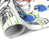 Tiefsee-Taucher und tropische Fische auf dem Geschenkpapier (Rolleneckpunkt)