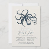 Tiefsee | Vintages Octopus Probe Abendessen Einladung (Vorderseite)