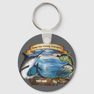 Tiefseefischerei-Champion (Ihr Name) Schlüsselanhä Schlüsselanhänger