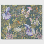 Tiefseegarnelen-Goldschimmer-Unterwasser-Korallenf Geschenkpapier (Flach)