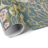 Tiefseegarnelen-Goldschimmer-Unterwasser-Korallenf Geschenkpapier (Rolleneckpunkt)