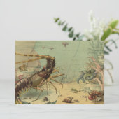 Tiefseegarnelen, Vintage Meerestiere Einladung (Stehend Vorderseite)