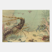 Tiefseegarnelen, Vintage Meerestiere Geschenkpapier Set (Vorderseite 3)