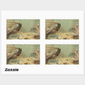 Tiefseegarnelen, Vintage Meerestiere Rechteckiger Aufkleber (Blatt)