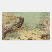 Tiefseegarnelen, Vintage Meerestiere Rechteckiger Aufkleber (Vorderseite)