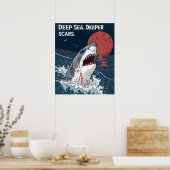 Tiefseehaar Narben Großer Weißer Hai Poster (Küche)