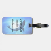 Tiefseehai-Silhouette Gepäckanhänger (Rückseite horizontal)