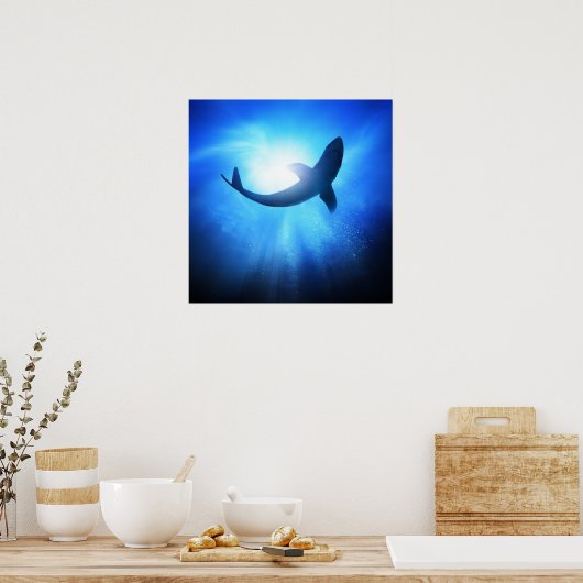 Tiefseehai-Silhouette Poster (Küche)