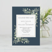 Tiefseelblau verändert das Date Foto Hochzeit Save The Date (Stehend Vorderseite)