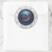 Tiefseeschiff Porthole Steampunk Octopus Runder Aufkleber (Tasche)