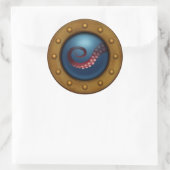 Tiefseeschiff Porthole Steampunk Octopus Runder Aufkleber (Tasche)