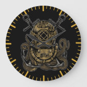 Tiefseetaucher-Oktopus-Angriffs Nautikanker Große Wanduhr (Vorderseite)