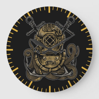 Tiefseetaucher-Oktopus-Angriffs Nautikanker Große Wanduhr