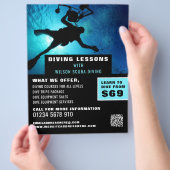 Tiefseetaucher-Silhouette, Tauchunterricht Flyer (Hand)