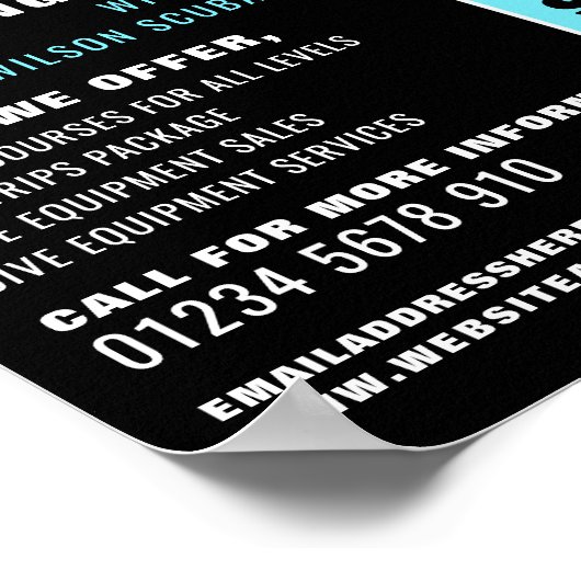 Tiefseetaucher-Silhouette, Tauchunterricht Poster (Ecke)