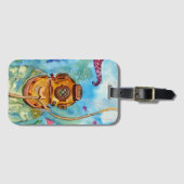 Tiefseetaucher unter Wasser Gepäckanhänger (Vorderseite (Horizontal))