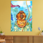 Tiefseetaucher unter Wasser Leinwanddruck (Insitu (Wohnzimmer))
