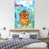 Tiefseetaucher unter Wasser Leinwanddruck (Insitu (Schlafzimmer))