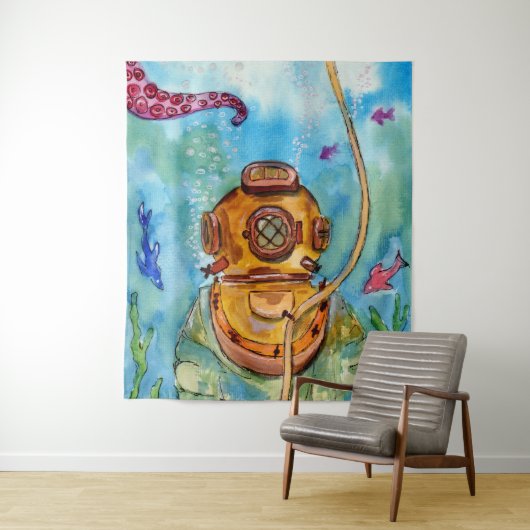 Tiefseetaucher unter Wasser Wandteppich (Beispiel)