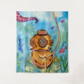 Tiefseetaucher unter Wasser Wandteppich (Vorderseite)