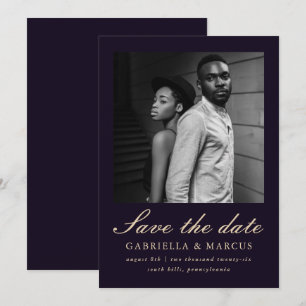 Tiefste Violette Foto-Hochzeit Save The Date