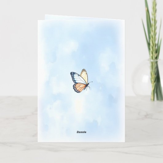 Tieftes Beileid Blaue Aquarellfarben Blume Schmett Karte (Rückseite)