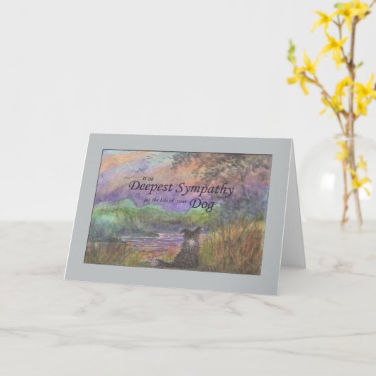 Tieftes Beileid, Hundeverlust, Grenzwurzenhund Karte (Gelbe Blume)