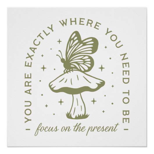 Tieftonkernschmetterling-Pilzgrün Poster (Vorderseite)