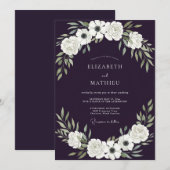 Tiefviolette Anemonen-Hochzeit Einladung (Vorne/Hinten)