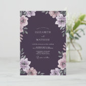 Tiefviolette Bemalte Hochzeit Einladung (Stehend Vorderseite)