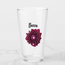 Tiefviolette Dahlienblüte Personalisiert Glas