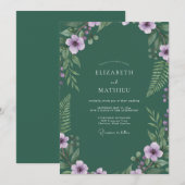 Tiefviolette Farn-Hochzeit Einladung (Vorne/Hinten)