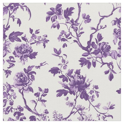 Tiefviolette Floral Toile Stoff (Nahaufnahme)