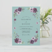 Tiefviolette florale Hochzeitsbogen Einladung (Stehend Vorderseite)