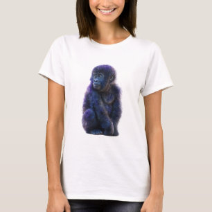 Tiefvioletter Primatenporträt T-Shirt