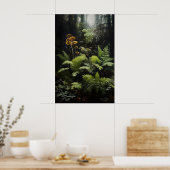 Tiefwaldfarn und Pilze, waldmoodig Poster (Küche)