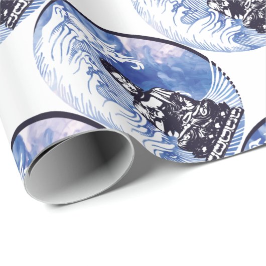 Tiefwasserbuddha-Welle Geschenkpapier (Rolleneckpunkt)