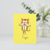 Tieger Tiger Mit einer Krawatte Funny Postcard Postkarte (Stehend Vorderseite)