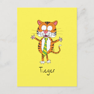 Tieger Tiger Mit einer Krawatte Funny Postcard Postkarte